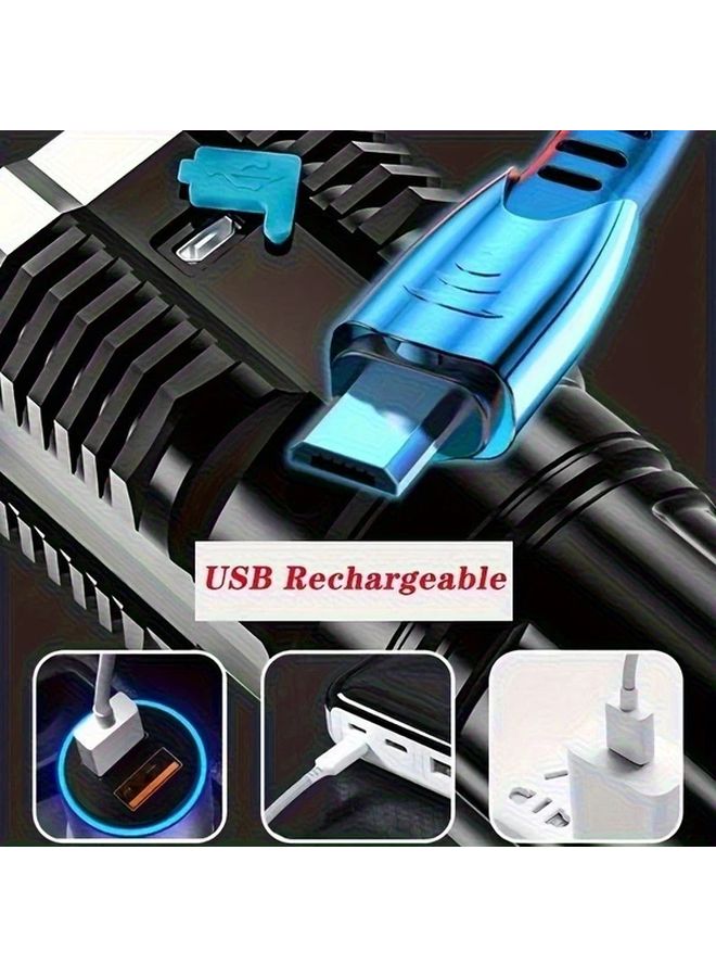 مصباح يدوي ليد فائق السطوع قابل لإعادة الشحن عبر منفذ USB مع إضاءة جانبية COB محمول للتخييم وصيد الأسماك والصيد والمشي لمسافات طويلة - Image 5